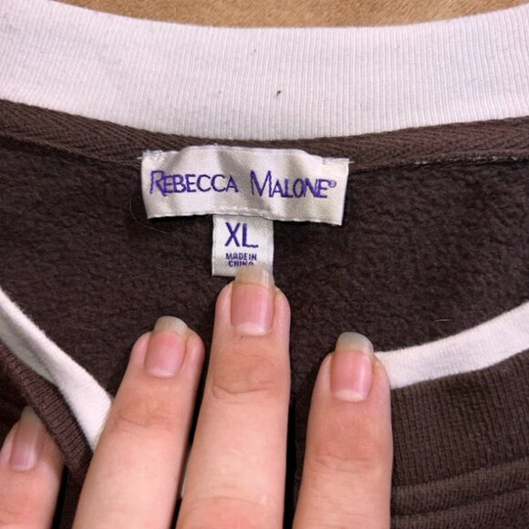 Rebecca Malone Women‎ XL Brown Embroidered Owl Button Cardigan Sweatshirt (T) - Picture 4 of 6